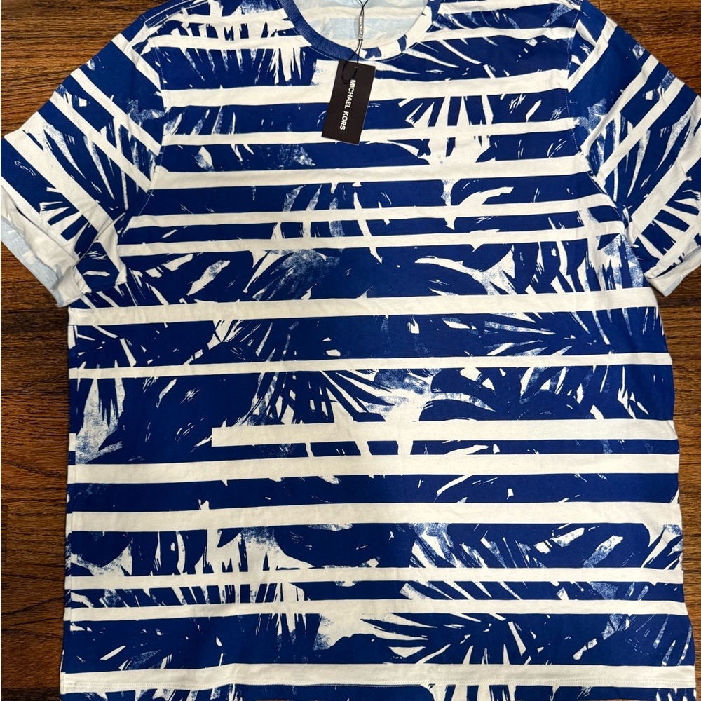 Michael Kors Blue and White Graphic Tee